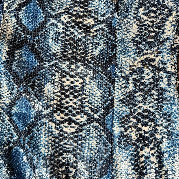 Superdown from Revolve blue snakeskin print sequined mini dress, size XS - Picture 4 of 6